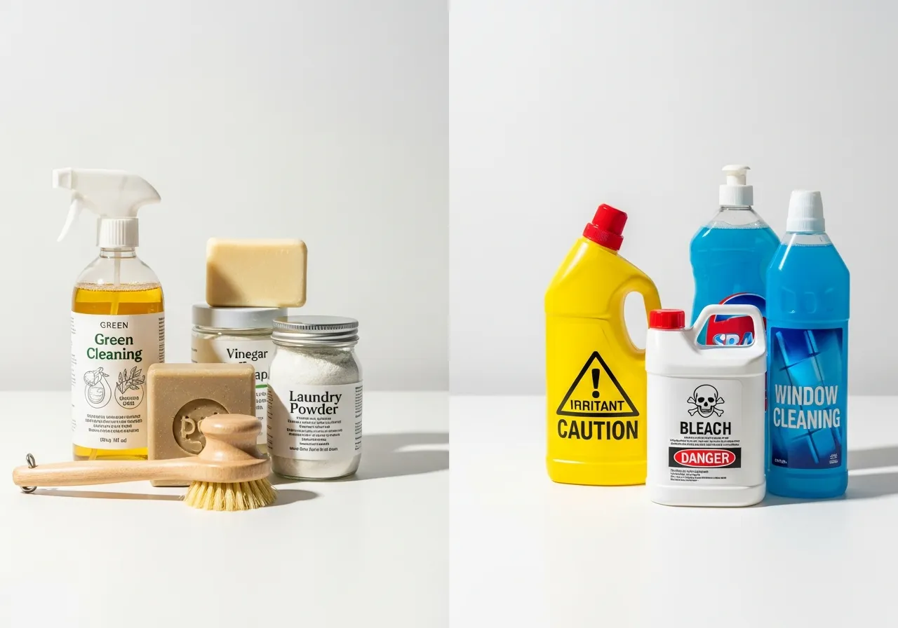 Comparison between harsh chemical cleaners and natural eco-friendly cleaning products